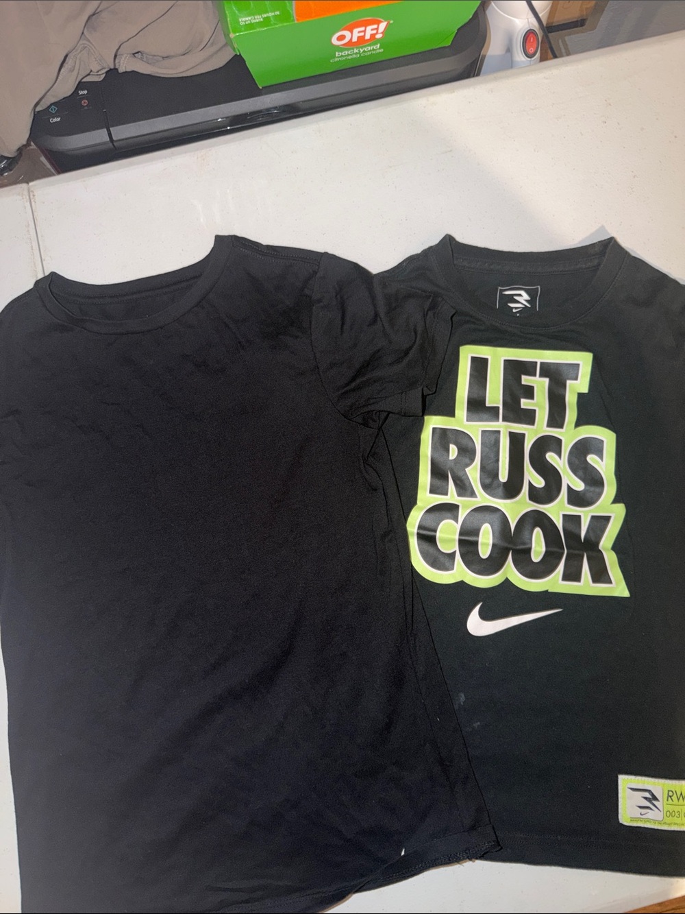 Nike Black Tee with Neon Green & White "Let Russ Cook" Graphic